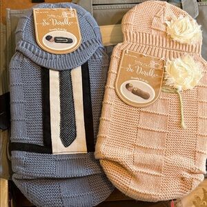 Baby Knitted cocoon Set - Blue and Pink